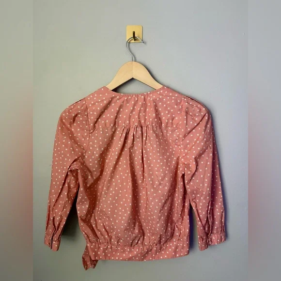 XS Madewell Coral Peach All Over Star Scatter Novelty Print Cotton Wrap Top - Picture 7 of 7